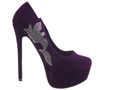 Pantofi purple cu pietre strass Iselin