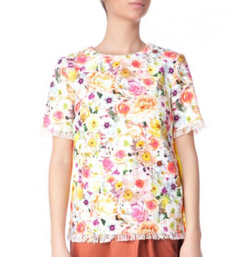 Bluza cu imprimeu floral din tweed