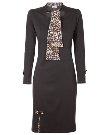 Rochie neagra cu detalii animal print