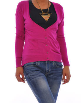 Pulover cardigan mov intens