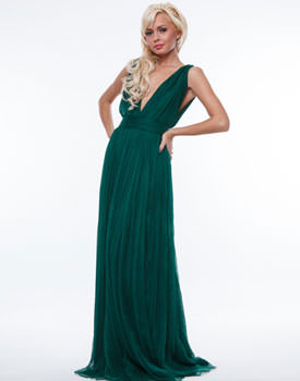 Rochie verde din matase