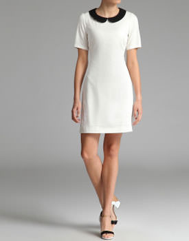 Rochie cu guler rotund crem