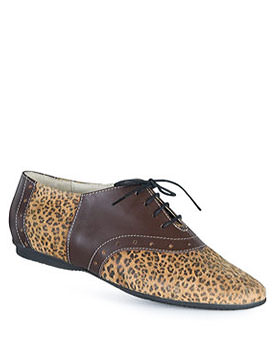Pantofi Oxford maro cu bej
