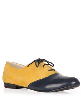Pantofi Oxford galben cu bleumarin