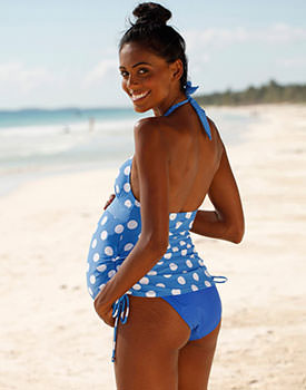 Costum de baie bleu tankini pentru gravide