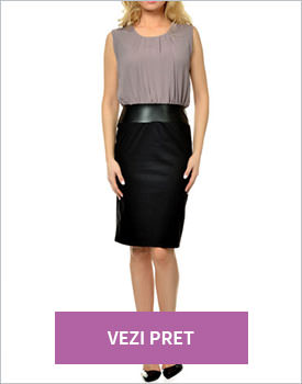 Rochie gri cu negru din jerse