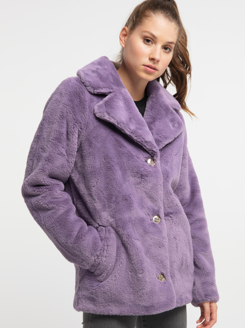 Palton violet Mymo din blană artificială